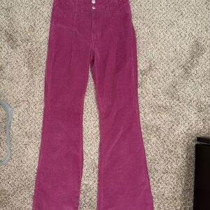 Pink Corduroy Flare Pants FREE PEOPLE